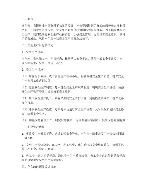 林场安全生产总结范文