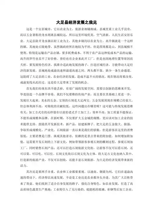 大足县经济发展之我见