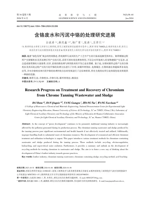 含铬废水和污泥中铬的处理研究进展