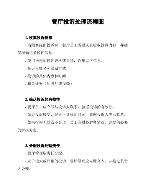 餐厅投诉处理流程图