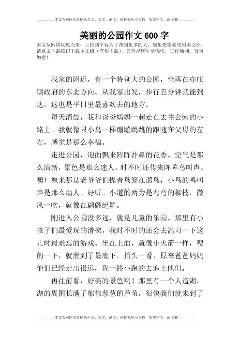 美丽的公园作文600字