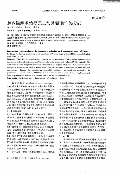 腔内隔绝术治疗腹主动脉瘤(附3例报告)