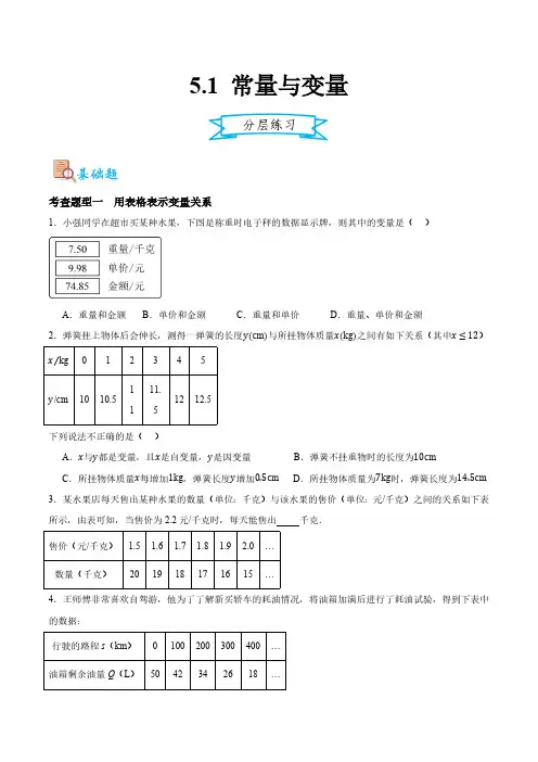 5.1 常量与变量(原卷版)