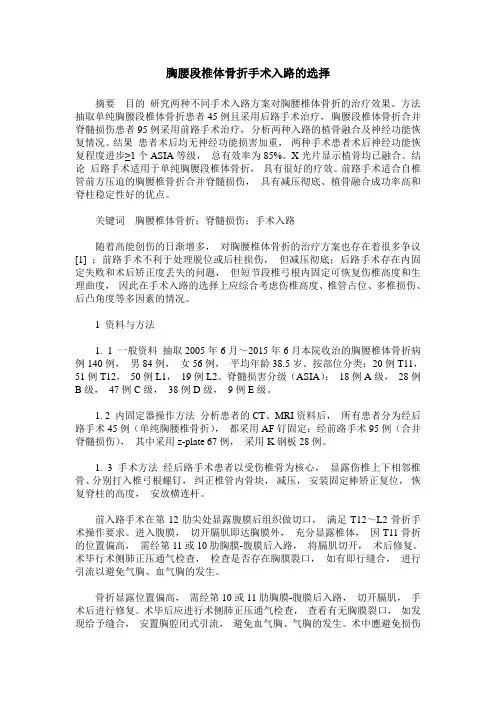 胸腰段椎体骨折手术入路的选择