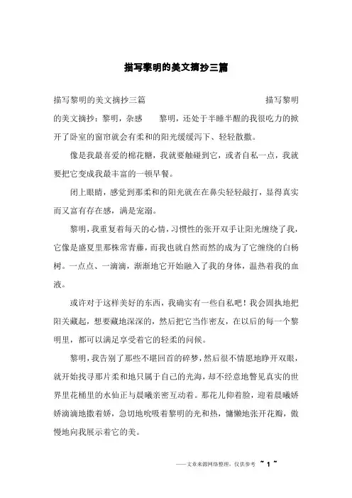 描写黎明的美文摘抄三篇
