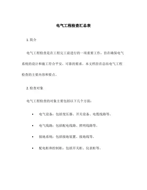 电气工程检查汇总表
