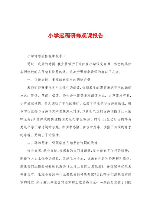 小学远程研修观课报告