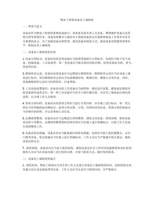 物业工程部设备房上墙制度