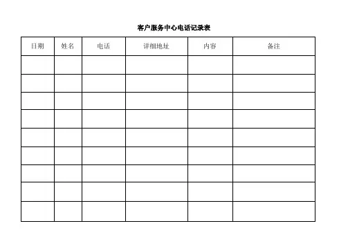 客户服务中心电话记录表