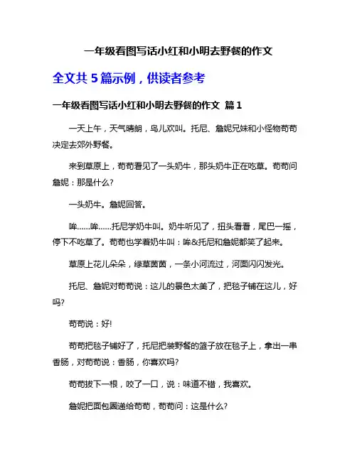 一年级看图写话小红和小明去野餐的作文