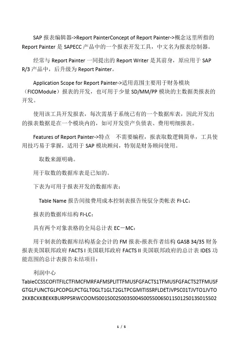 SAP报表编辑器(Report Painter)