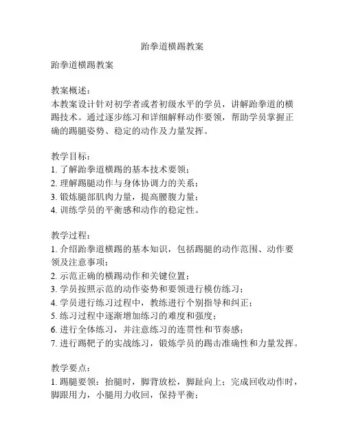 跆拳道横踢教案