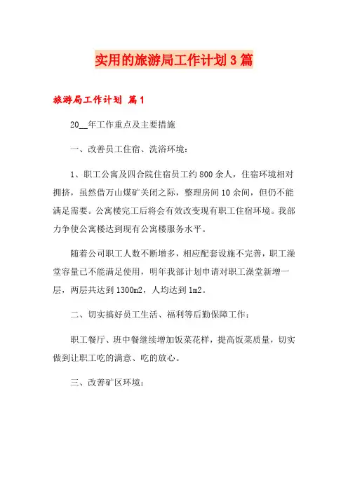 实用的旅游局工作计划3篇