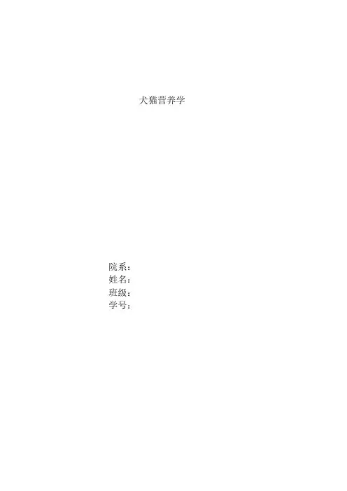 犬猫营养学课程论文