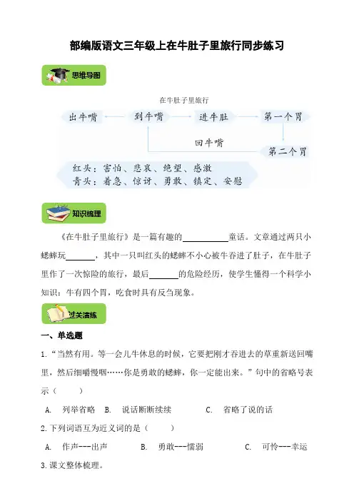 10. 在牛肚子里旅行 导学案练习(含答案)