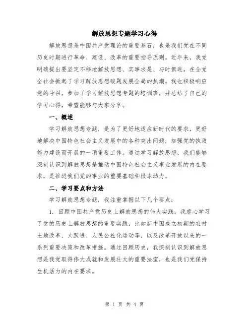 解放思想专题学习心得