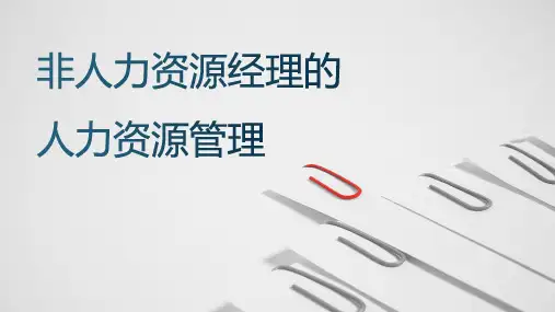非人力资源经理的人力资源管理