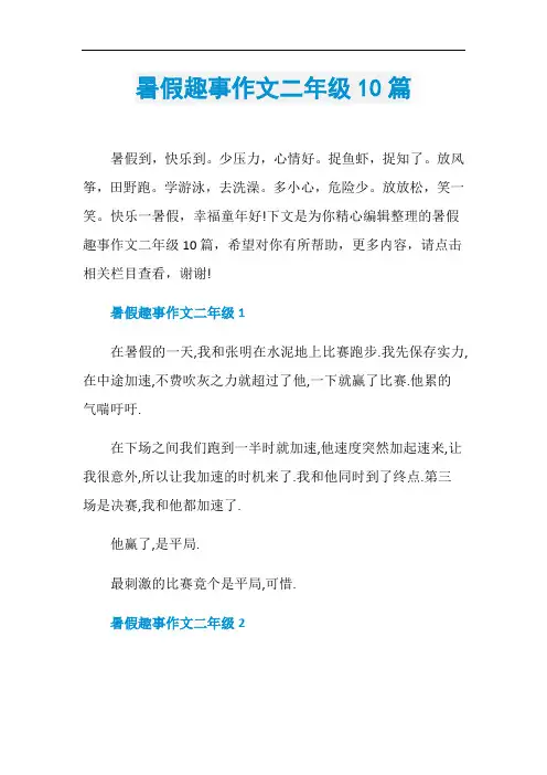 暑假趣事作文二年级10篇