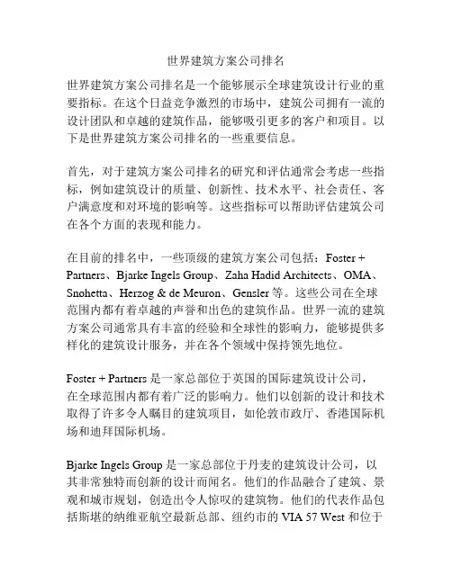 世界建筑方案公司排名