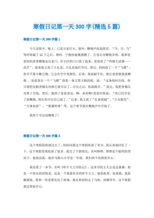 寒假日记第一天300字(精选5篇)