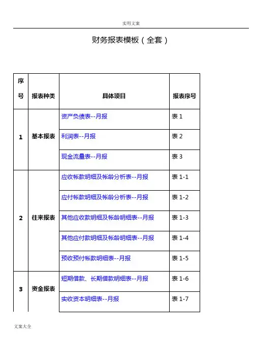 财务报表实用模板(全套)