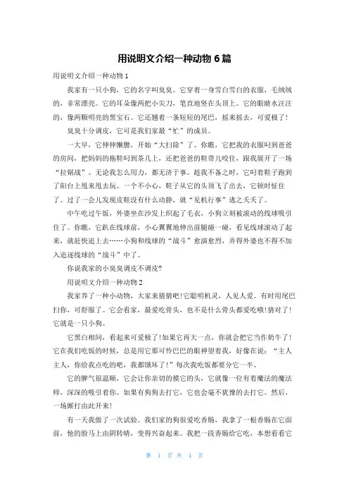 用说明文介绍一种动物6篇