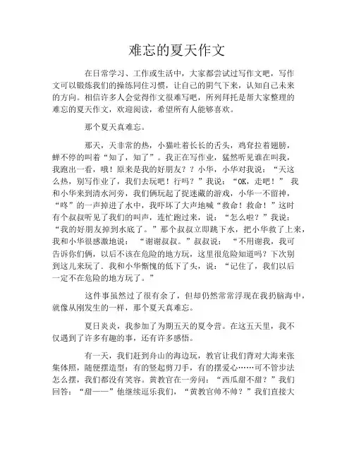 难忘的夏天作文