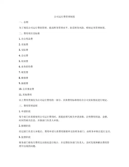 公司运行费管理制度