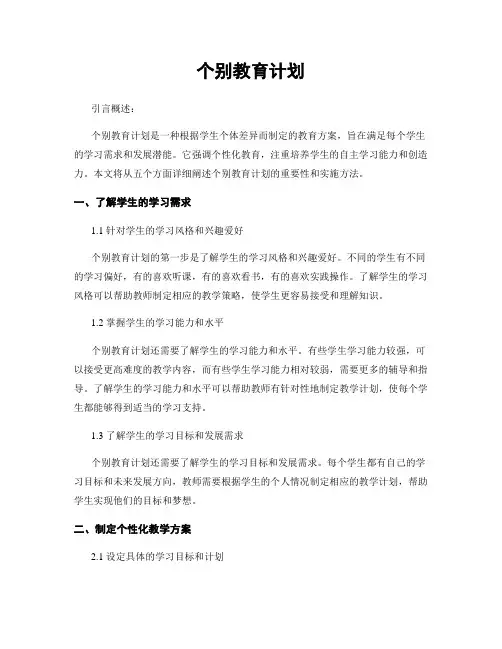 个别教育计划