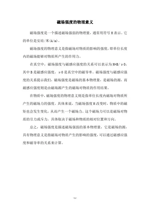 磁场强度的物理意义