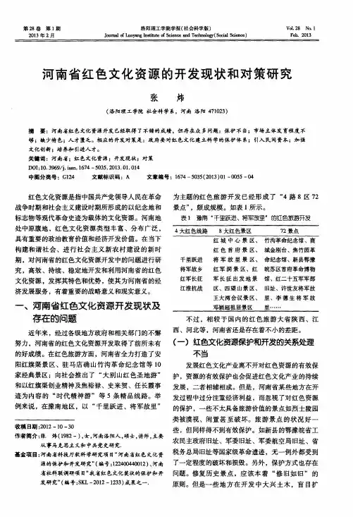 河南省红色文化资源的开发现状和对策研究
