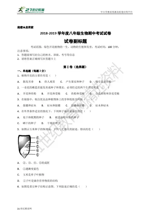 济南版八年级上册生物期中测试卷（含解析）