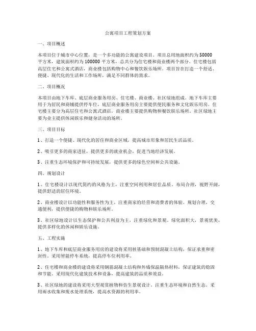 公寓项目工程策划方案