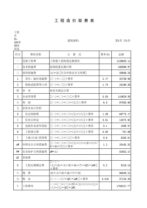 100米烟囱改造预算表(1)