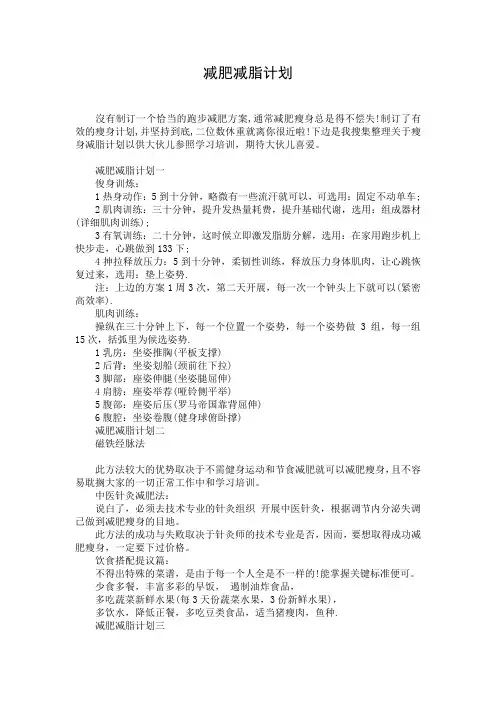 减肥减脂计划
