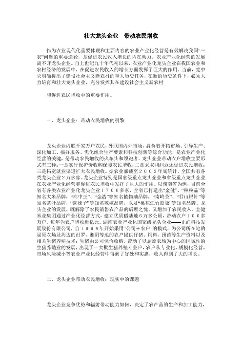 壮大龙头企业 带动农民增收