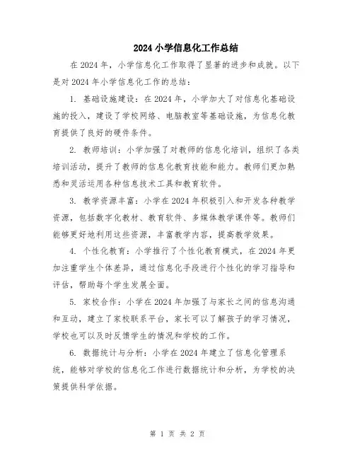 2024小学信息化工作总结