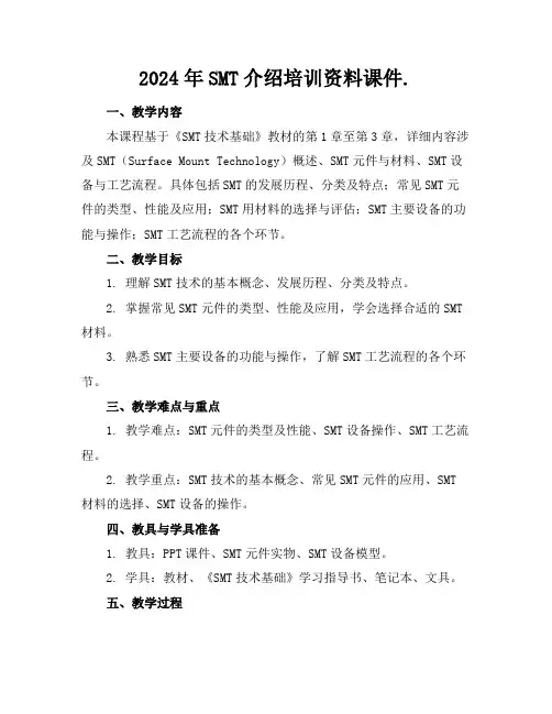 2024年SMT介绍培训资料课件.