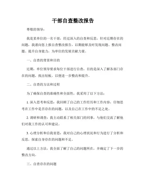 干部自查整改报告