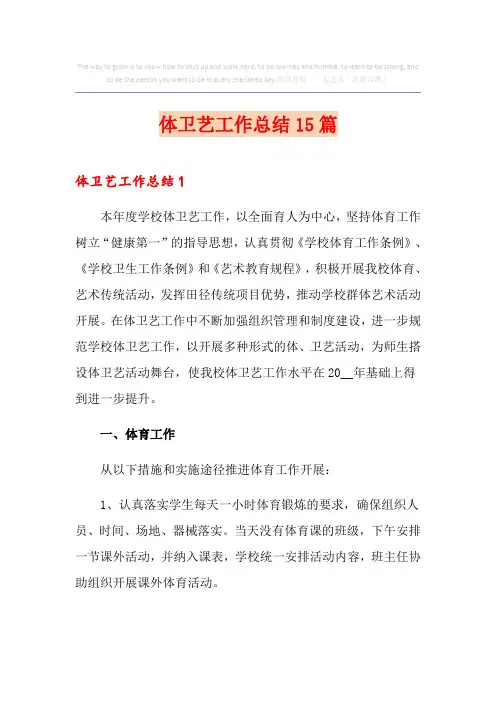 体卫艺工作总结15篇