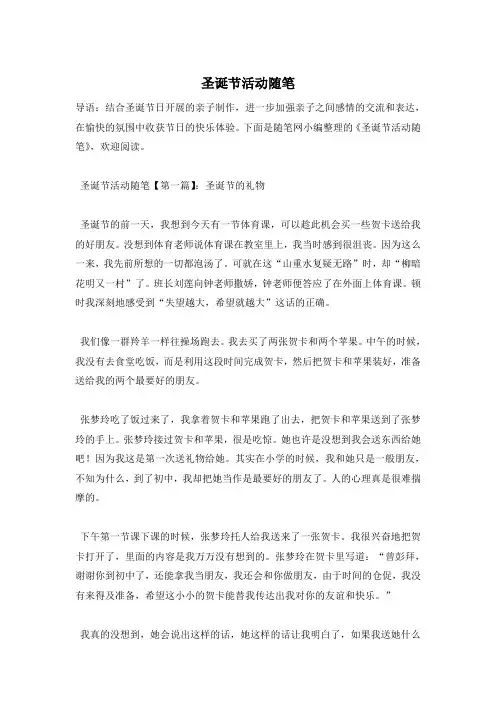 圣诞节活动随笔