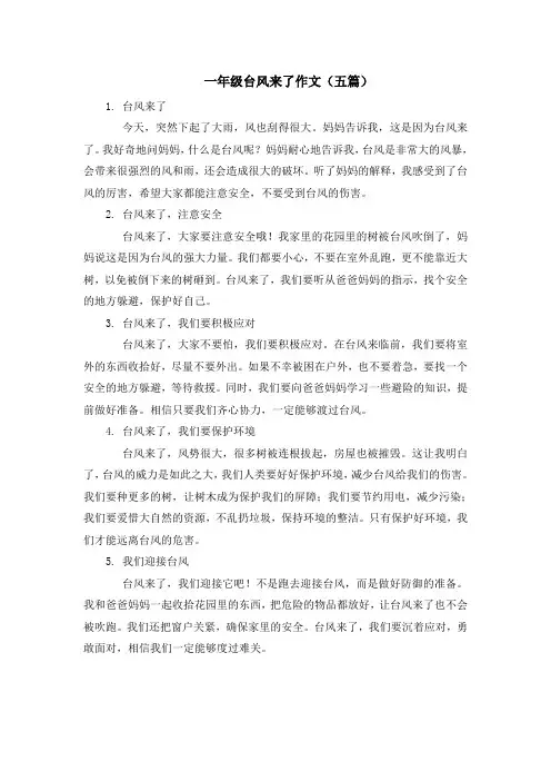 一年级台风来了作文(五篇)