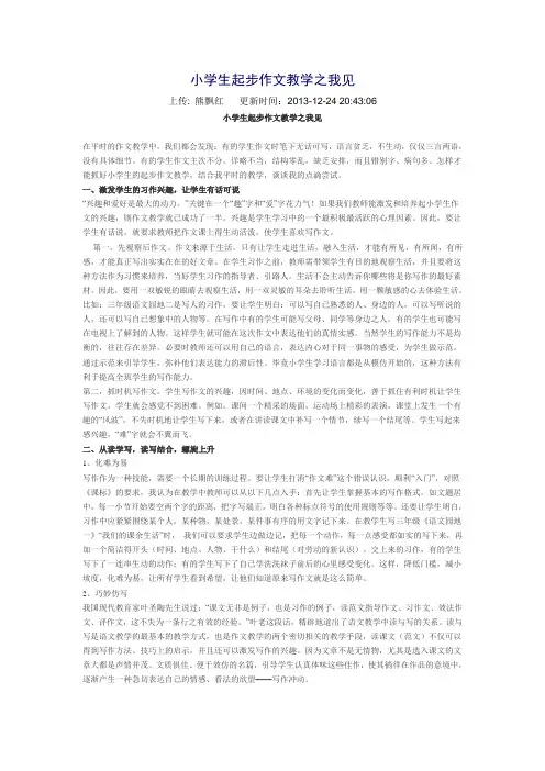 小学生起步作文教学之我见