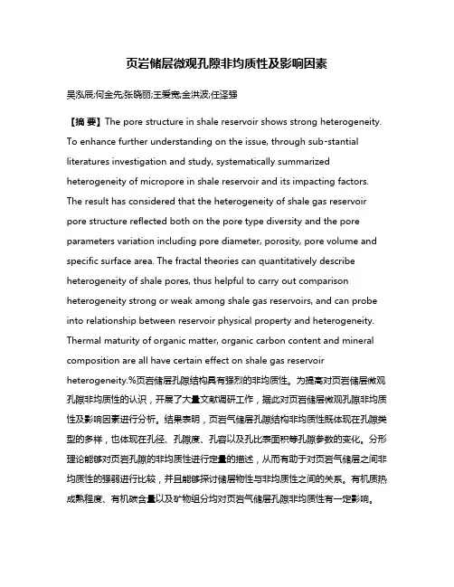 页岩储层微观孔隙非均质性及影响因素
