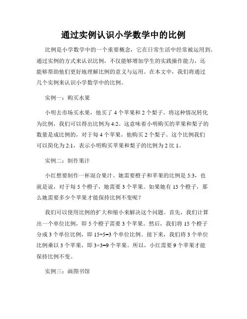 通过实例认识小学数学中的比例
