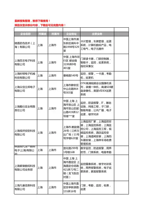 新版上海市电子巡更系统工商企业公司商家名录名单联系方式大全107家