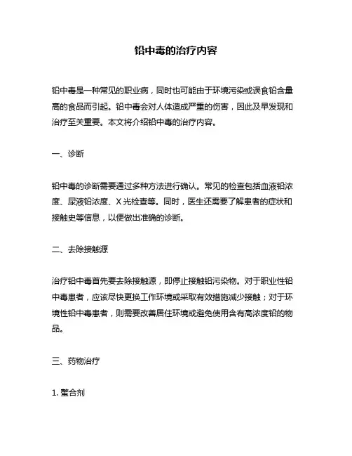 铅中毒的治疗内容