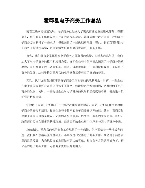 霍邱县电子商务工作总结