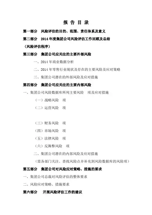 风险评估报告提纲