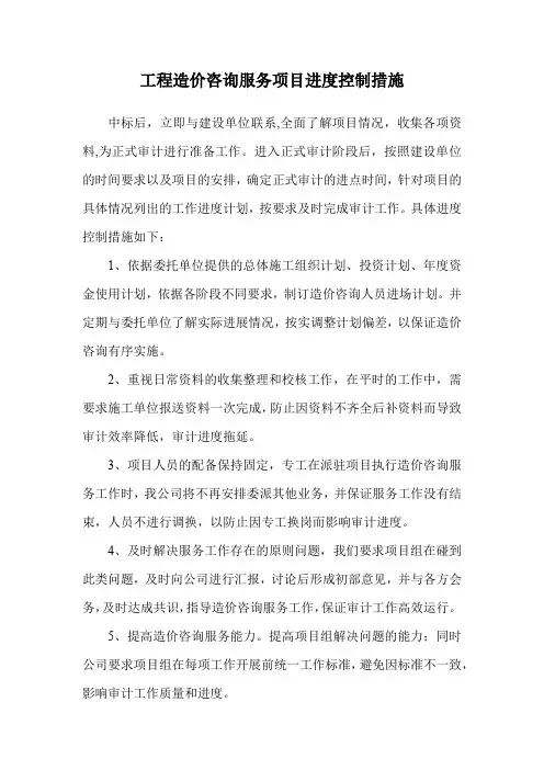 工程造价咨询服务项目进度控制措施